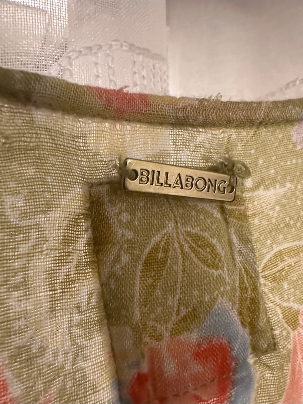 Billabong Olive Green Floral Lace-Up Swim Coverup - Picture 6 of 7